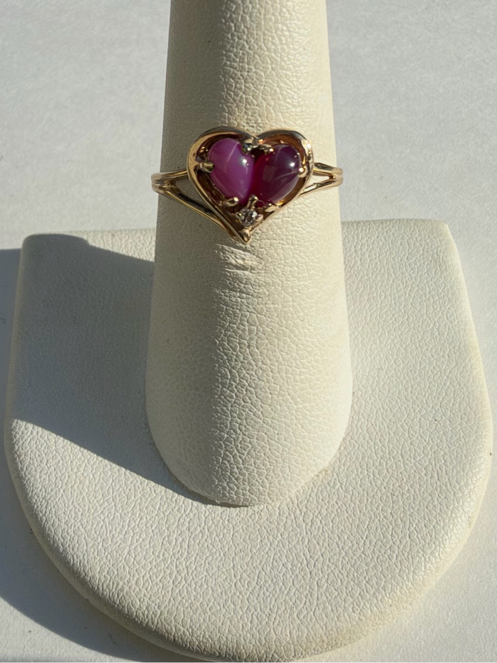 10k Yellow Gold Star Ruby And Diamond Heart Ring